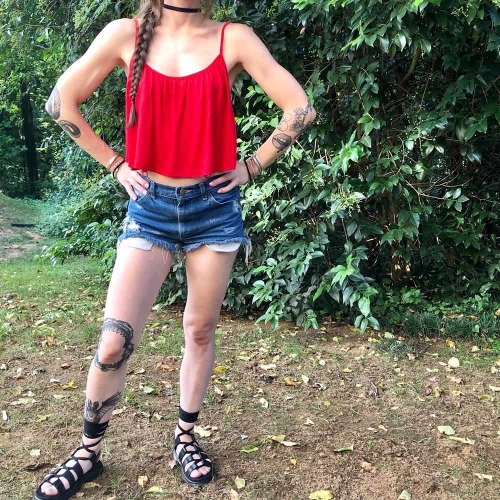 Red Flowy Crop Top